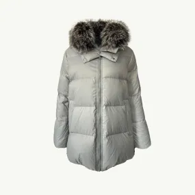 Yves Salomon A-line Down Coat - Charcoal