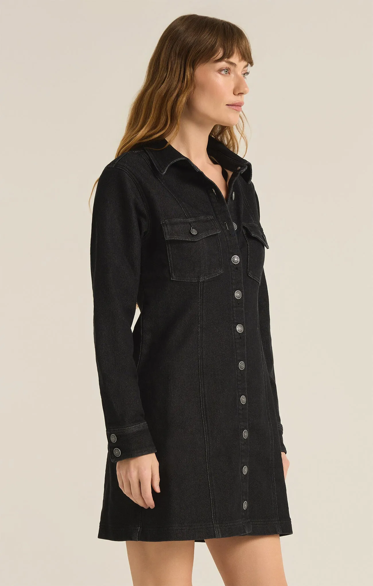 Z SUPPLY - CANDICE PERFECT KNIT DENIM DRESS BLACK SAND