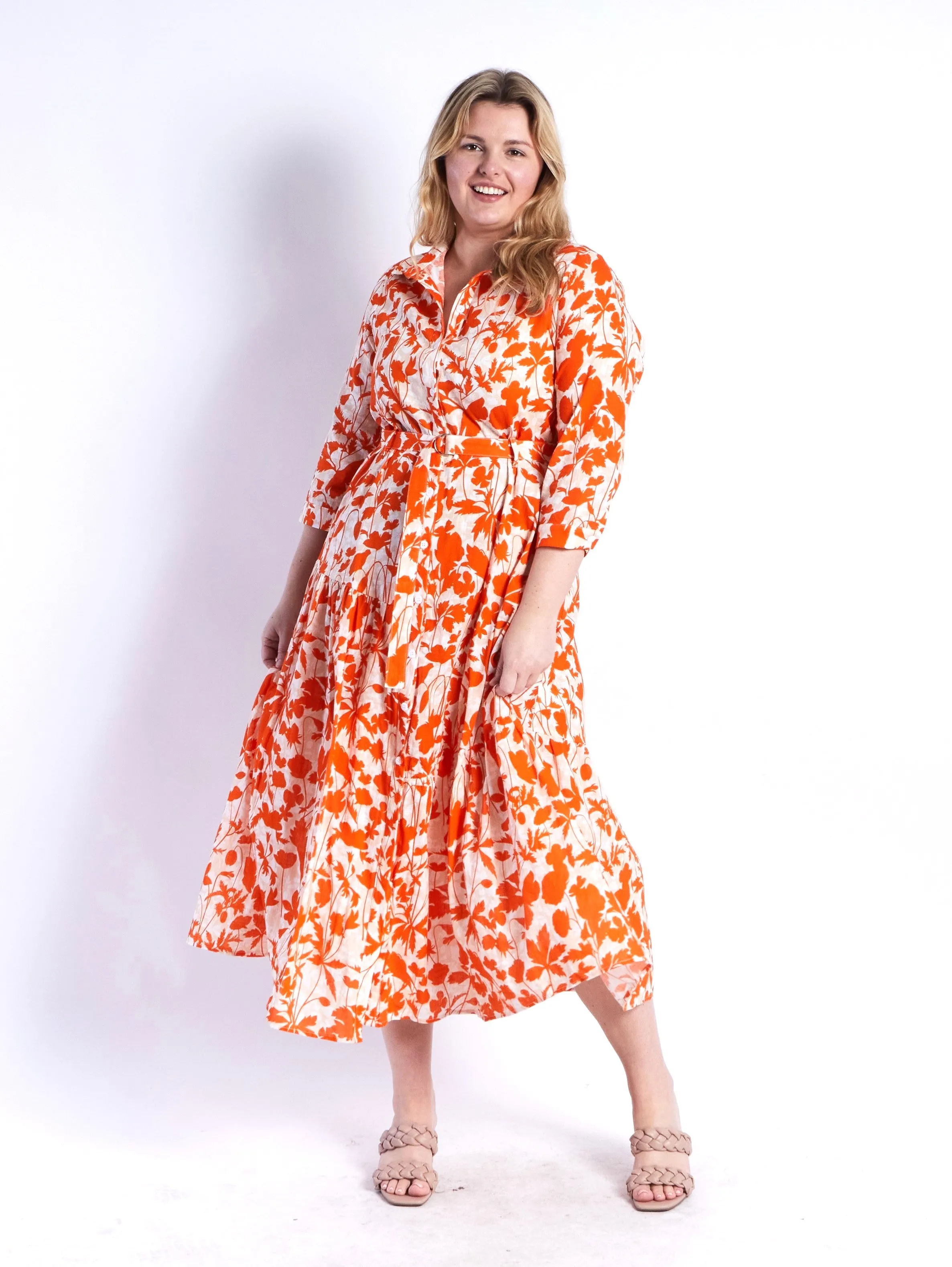 Zoe Shirt Dress - Orange