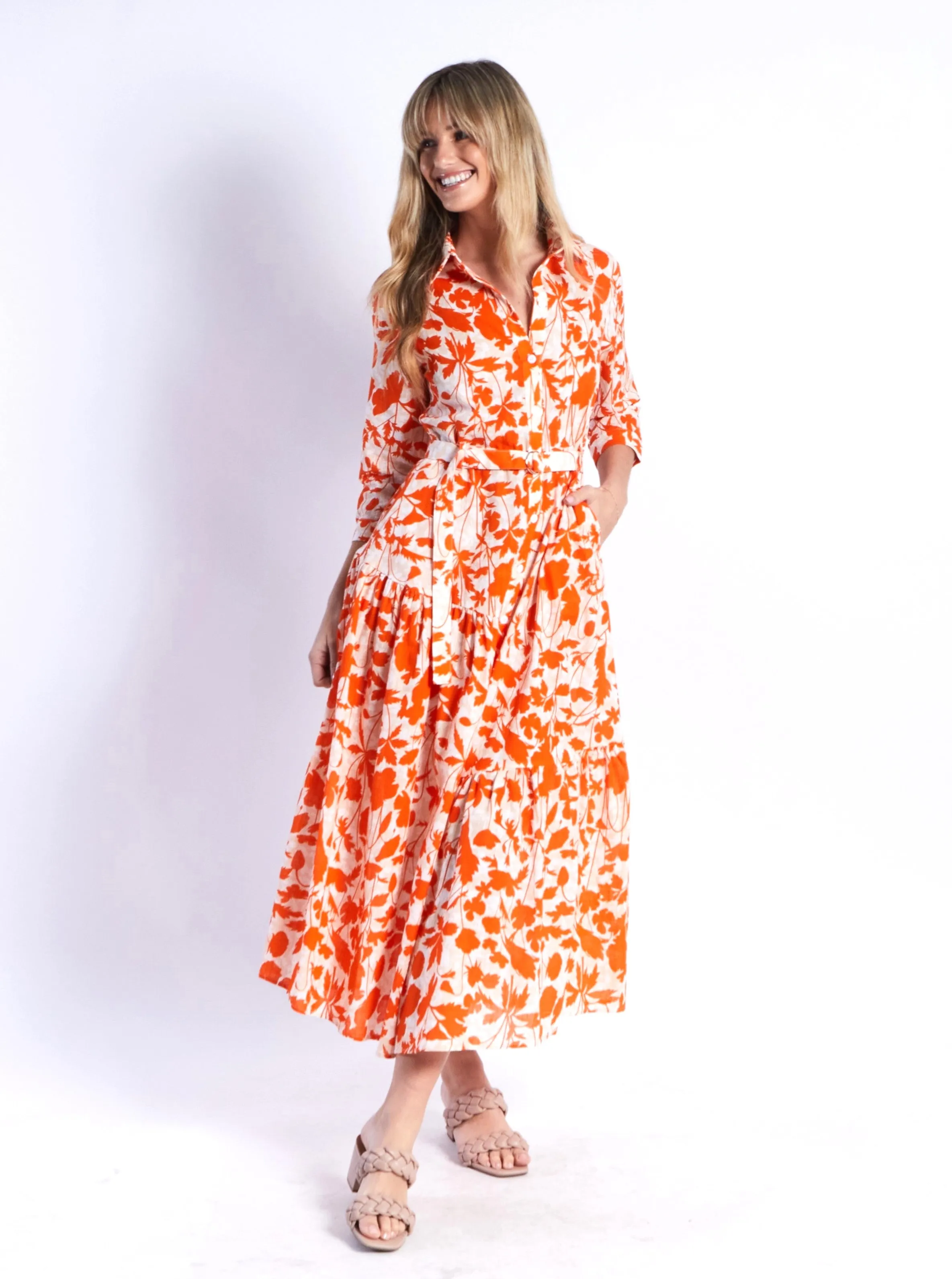 Zoe Shirt Dress - Orange