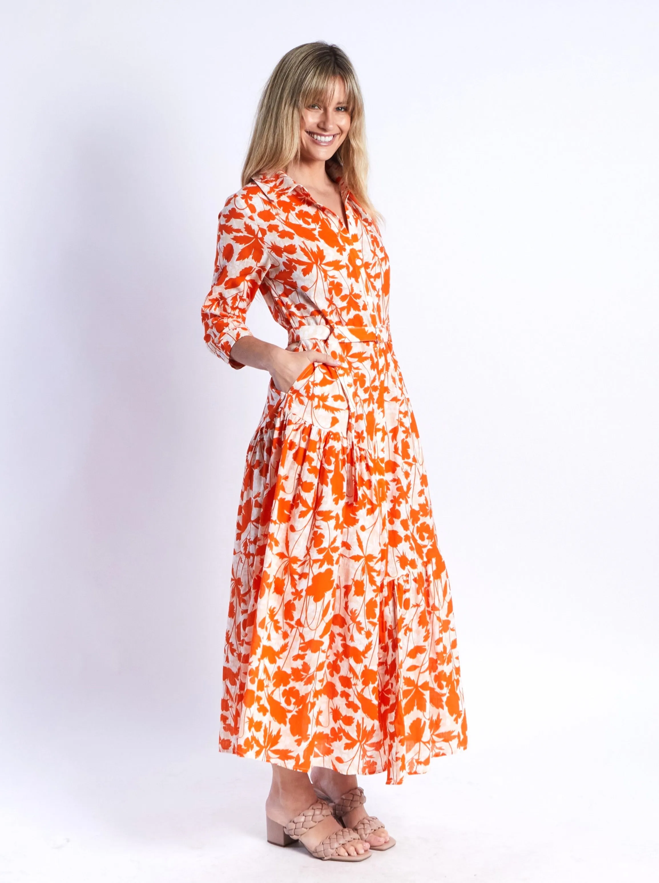 Zoe Shirt Dress - Orange