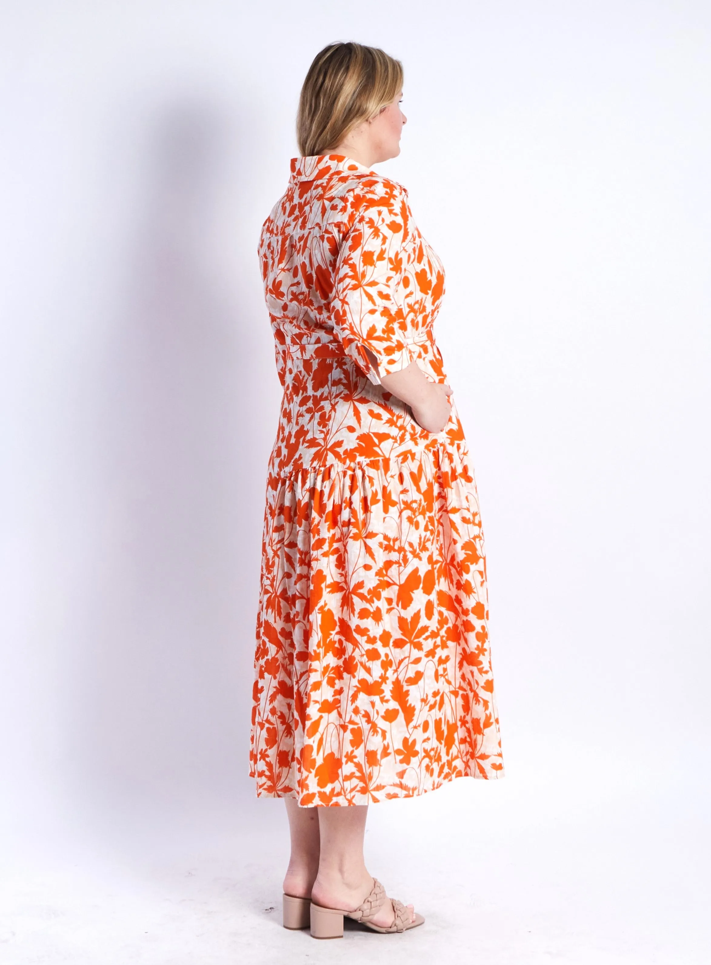 Zoe Shirt Dress - Orange