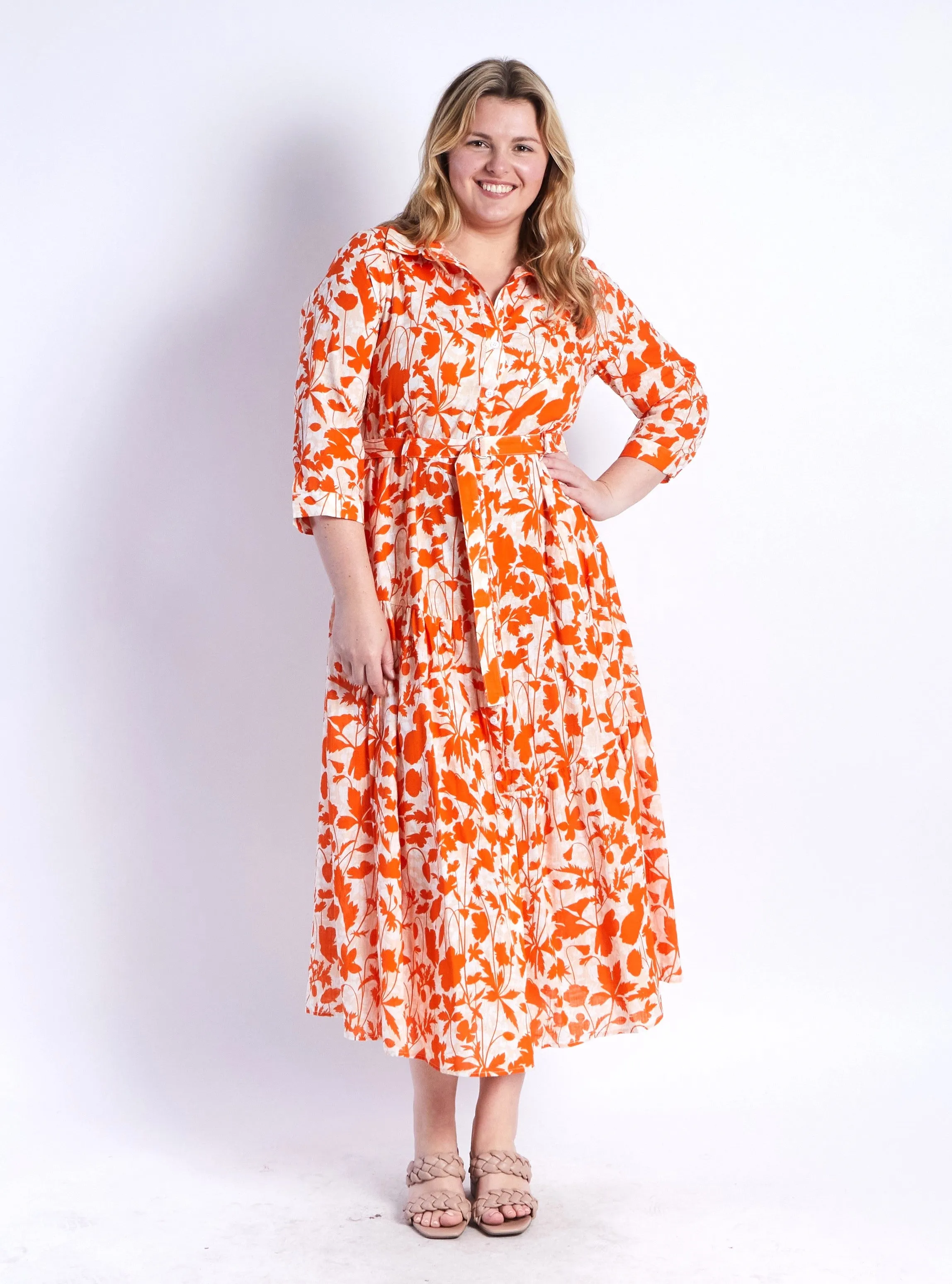 Zoe Shirt Dress - Orange